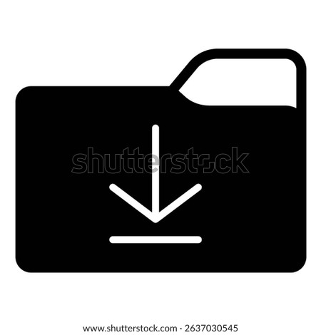 Downloads folder solid icon, windows pack concept. Vector graphics. Folder with down arrow, downloading sign on white background, style mobile or design