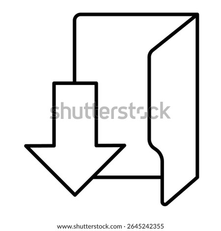 Downloads folder thin line icon, windows pack concept. Vector graphics. Folder with down arrow, downloading sign on white background, style mobile or design