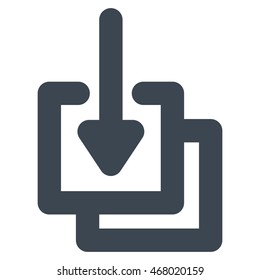 Downloads vector icon. Style is contour flat icon symbol, smooth blue color, white background.