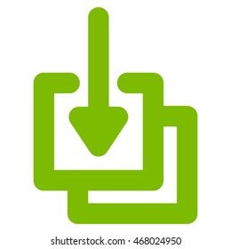 Downloads vector icon. Style is contour flat icon symbol, eco green color, white background.