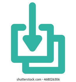 Downloads vector icon. Style is stroke flat icon symbol, cyan color, white background.