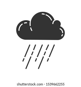 Downpour glyph icon. Rainstorm. Cloud, heavy rainfall. Torrential, pouring rain. Meteorological phenomenon. Monsoon. Rainy season. Silhouette symbol. Negative space. Vector isolated illustration