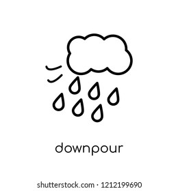Downpour icon from Weather collection., editable outline stroke vector illustration