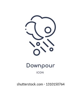 downpour icon from weather outline collection. Thin line downpour icon isolated on white background.