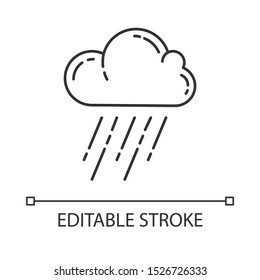 Downpour linear icon. Rainstorm. Cloud, heavy rainfall. Pouring rain. Weather event. Monsoon. Rainy season. Thin line illustration. Contour symbol. Vector isolated outline drawing. Editable stroke