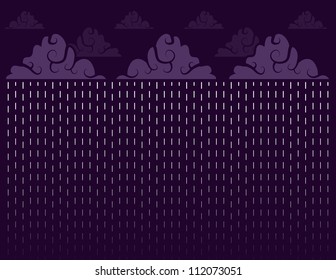 Downpour of rain with purple sky