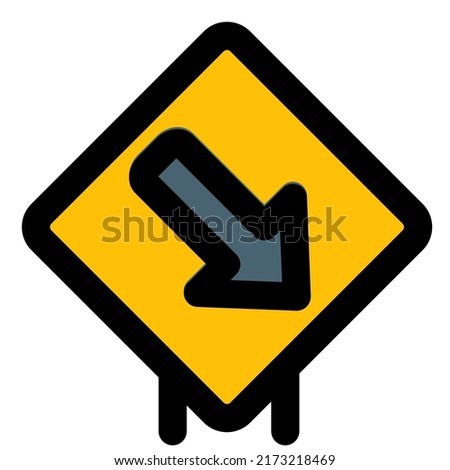 Downright exit lane on road signal signboard