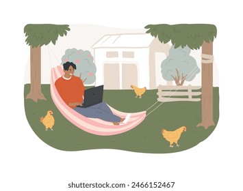 Downshifting isolated concept vector illustration. Simple living, minimal lifestyle, escape from big city, no stress life, seasonal downshifting, reduce pressure, find balance vector concept.