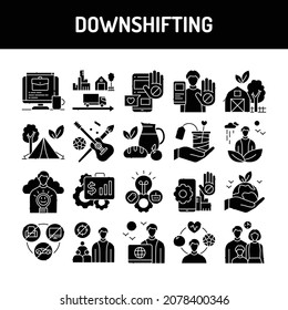 Downshifting line icons set. Isolated vector element. Outline pictograms for web page, mobile app, promo. Editable stroke.