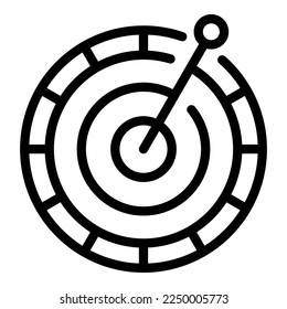 Vector de contorno de icono de destino que se desplaza. La gente trabaja. Naturaleza de la playa