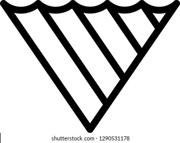 Downside Triangle Icon. Black Line Shape Logo.