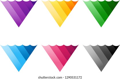 Downside Triangle Icon. Colorful Line Shape Logo.