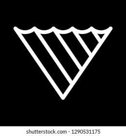 Downside Triangle Icon. White Line Shape Logo.