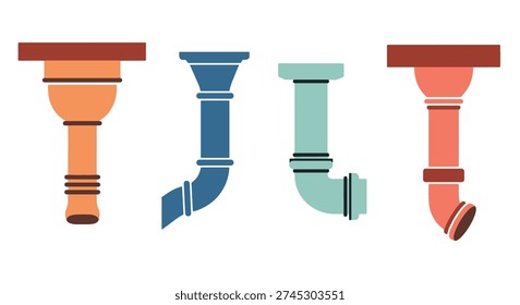 Downspout Line art flat style color illustration