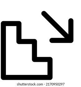 Downstairs direction with a arrow sign Layout