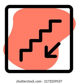 Downstairs with emergency exit and downward direction