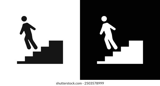Downstairs icon line art vector