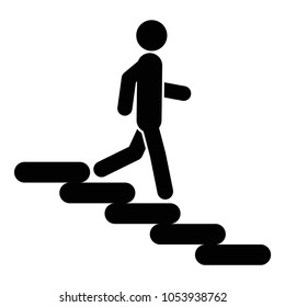 Downstairs icon sign. Walk man in the stairs. Career Symbol. Vector illustration