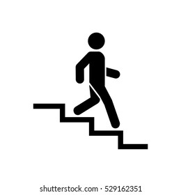 Downstairs icon sign. Walk man in the stairs. Career Symbol. flat design. Vector illustration.