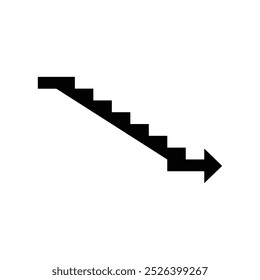 Downstairs Icon. Step Down, Building Transportation Element. 