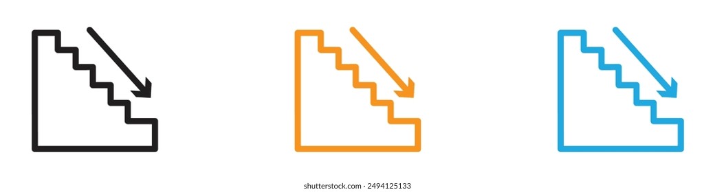Downstairs icon vector logo set collection for web app ui