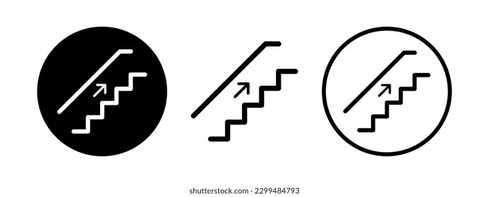 Downstairs or upstairs logo for any purposes. Up and down staircase. Stairs vector icon.