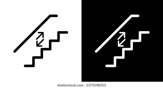 Downstairs or upstairs logo for any purposes. Up and down staircase. Stairs vector icon.