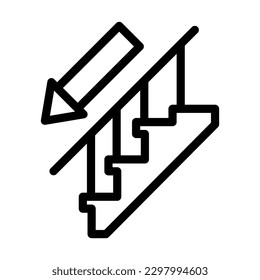 Downstairs Vector Line Icon Design