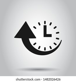 Downtime Icon In Flat Style. Uptime Vector Illustration On Isolated Background. Clock Business Concept.