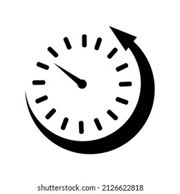 Downtime Icon In Flat Style. Uptime Vector Illustration On White Isolated Background. Clock Business Concept.