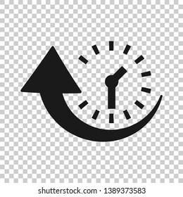 Downtime Icon In Transparent Style. Uptime Vector Illustration On Isolated Background. Clock Business Concept.