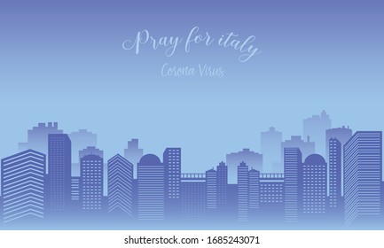 Downtown background of building tall infected with virus corona 19.