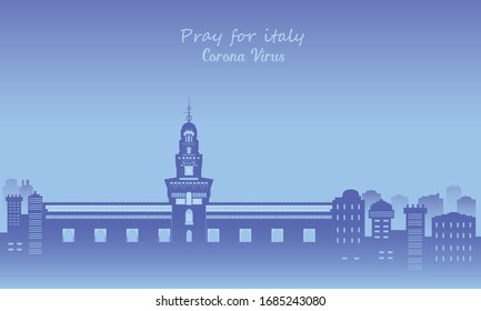 Downtown background of building tall infected with virus corona 19.