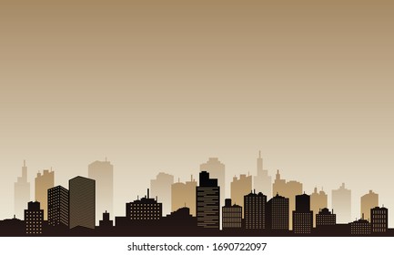The downtown of background with many building
