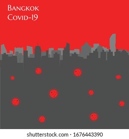 Downtown Bangkok Thailand  silhouette (Virus Covid19) Red