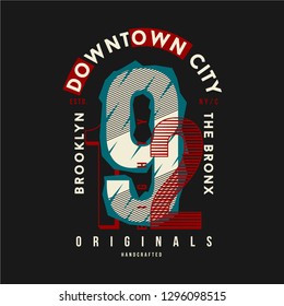 downtown city with number graphic typography design t shirt print and other use