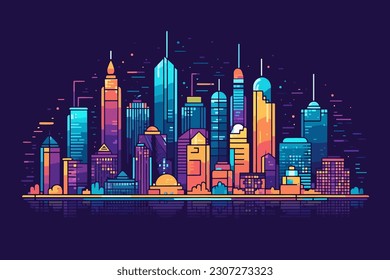 Downtown city skyline perspective. Architecture vector.