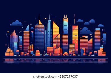 Downtown city skyline perspective. Architecture vector.