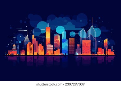 Downtown city skyline perspective. Architecture vector.