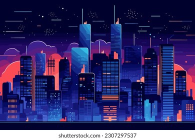 Downtown city skyline perspective. Architecture vector.