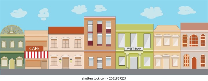 Downtown City View Vector Illustration
