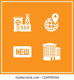 downtown icon. 4 downtown vector set. new, building and location icons for web and design about downtown theme