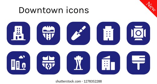  downtown icon set. 10 filled downtown icons. Simple modern icons about  - Skyscraper, Valencia, Scraper, Building, Scenic Illumination, Nantes, Space needle