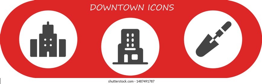 downtown icon set. 3 filled downtown icons.  Simple modern icons about  - Building, Skyscraper, Scraper