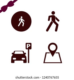downtown icon. downtown vector icons set pedestrian, location and parked car