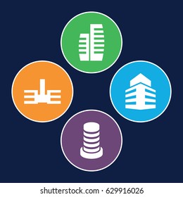 Downtown icons set. set of 4 downtown filled icons such as