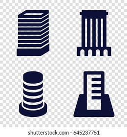 Downtown icons set. set of 4 downtown filled icons such as business center building