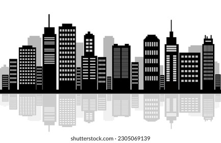 Downtown landscape with high skyscrapers