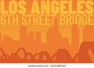 Downtown Los Angeles 6th Street Viaduct Bridge  Handdrawn Vector Graphic