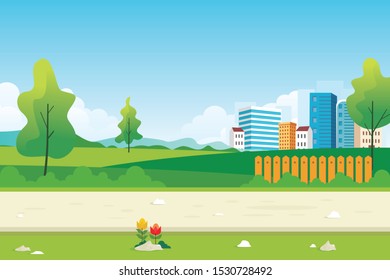 Downtown Nature landscape with modern and stylish design, simple and elegant for background